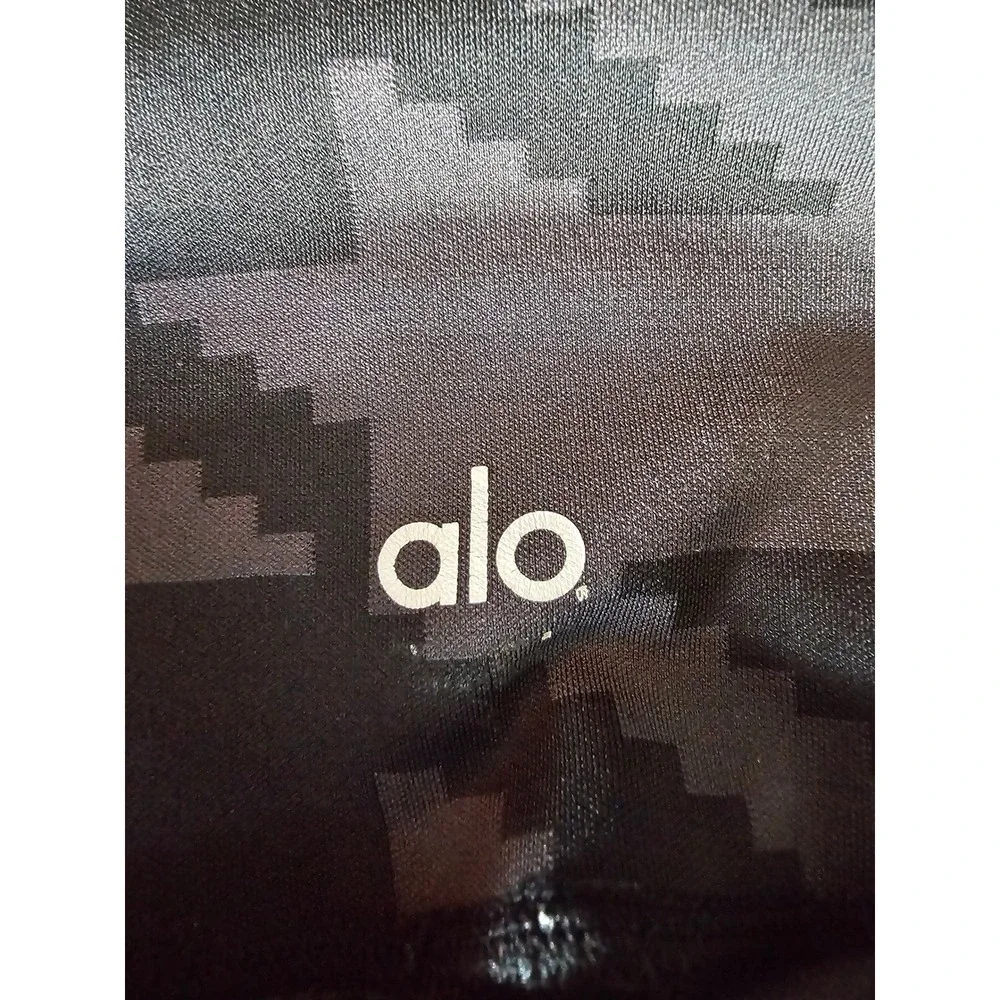 ALO Yoga Illusion 3 Leggings Black Gray Geometric Print High Rise 27.5